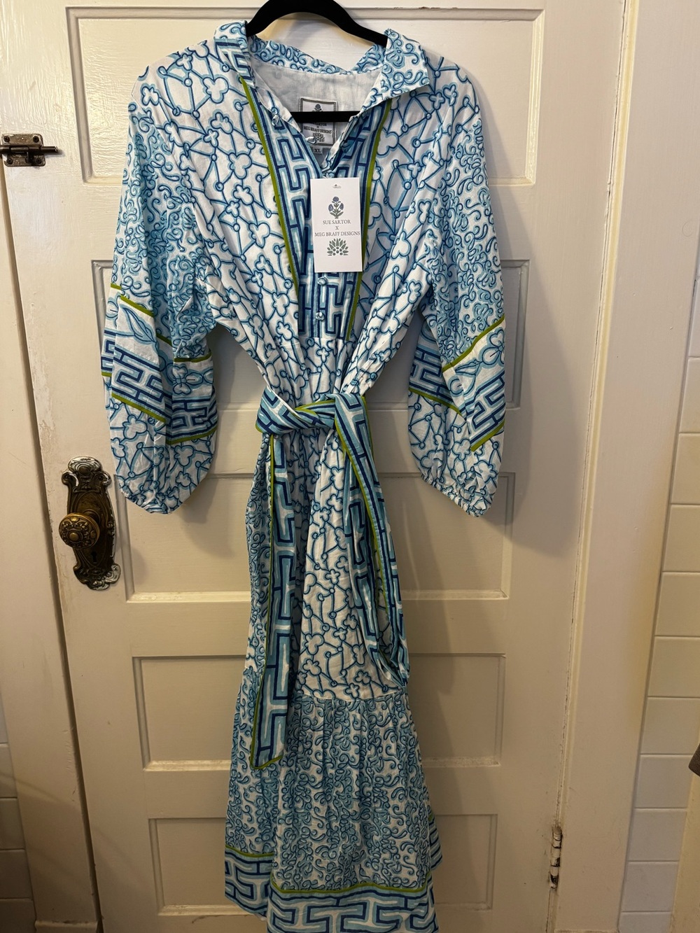 NWT Sue Sartor x Meg Braff Long Sleeve Maxi Flounce Dress XL